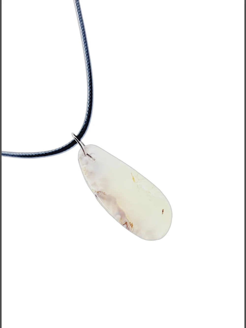 Glass Pendant w/ Natural Brown Inclusions & Cord Necklace NWOT